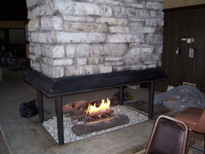 Propane fireplace with fireglass 5
