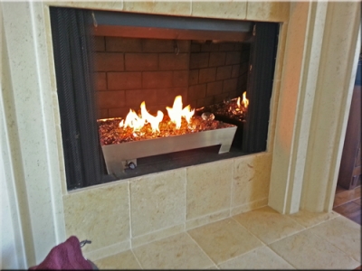 custom propane fireplace pan with glass 6