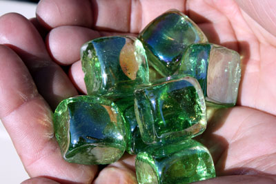 aqua green glass cubes 3
